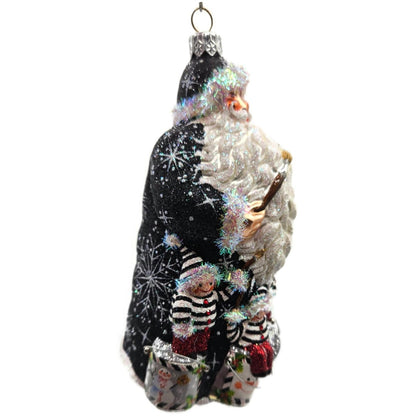 Patricia Breen Painterly Santa Snowmen Black Striped Christmas Decor Ornament