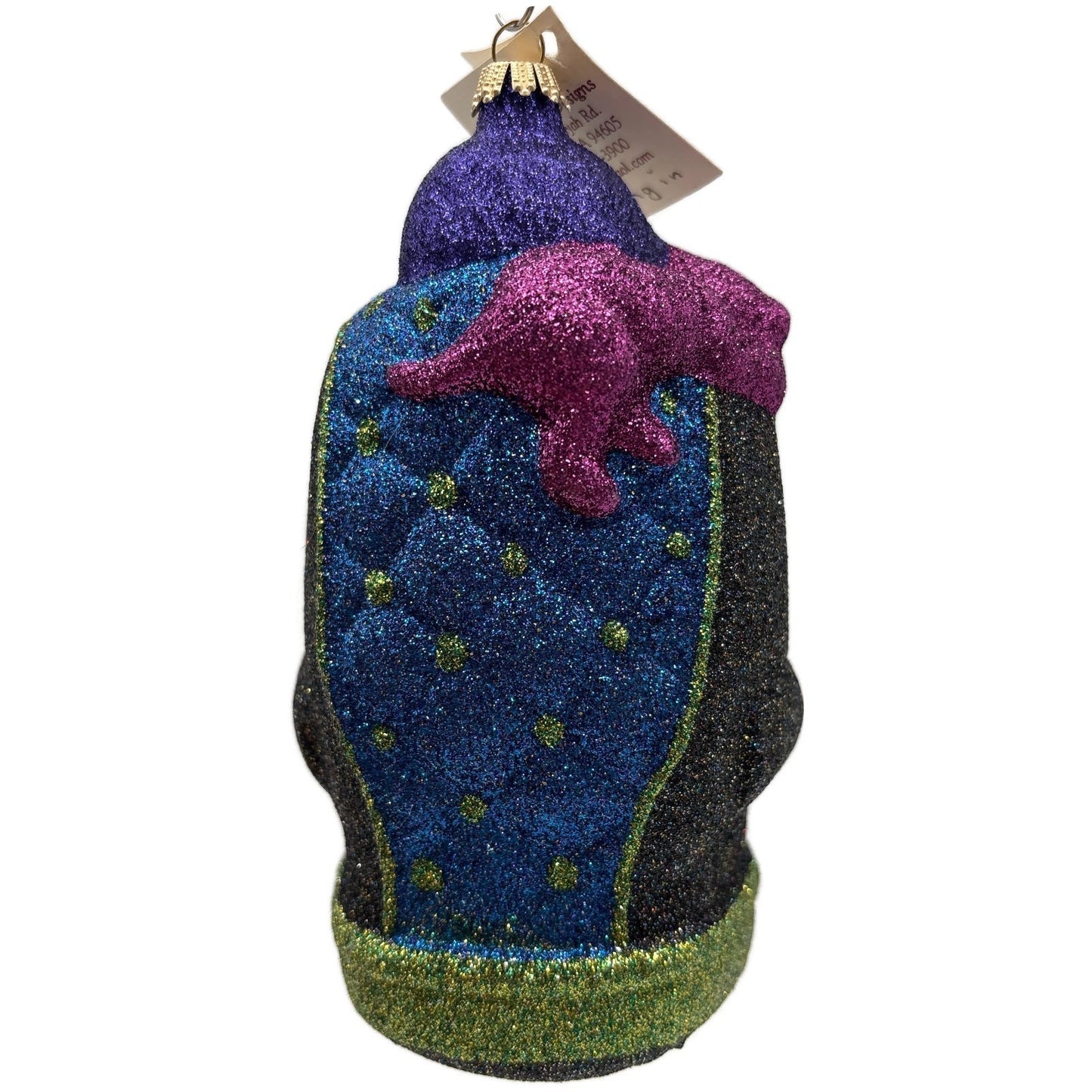 Larry Fraga Settling In Blue Santa Claus Purple Bear Christmas Tree Ornament