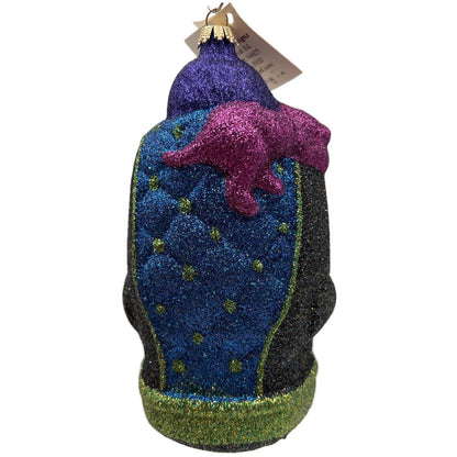 Larry Fraga Settling In Blue Santa Claus Purple Bear Christmas Tree Ornament
