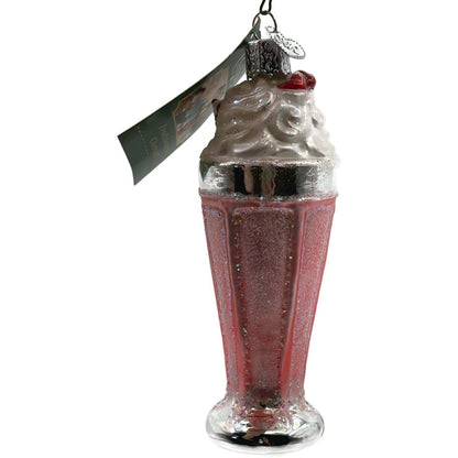 Milkshake Ice Cream Drink Pink Ornament Blown Glass OWC Old World Christmas Tree