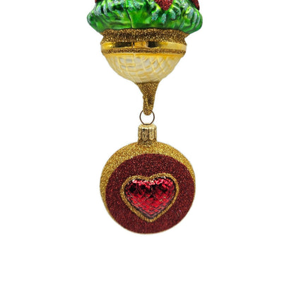 Patricia Breen Five Golden Rings Red Glittered Medallion Christmas Tree Ornament