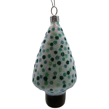 Patricia Breen Georges Tree Pearl Green Polka Dots Glittered Christmas Ornament