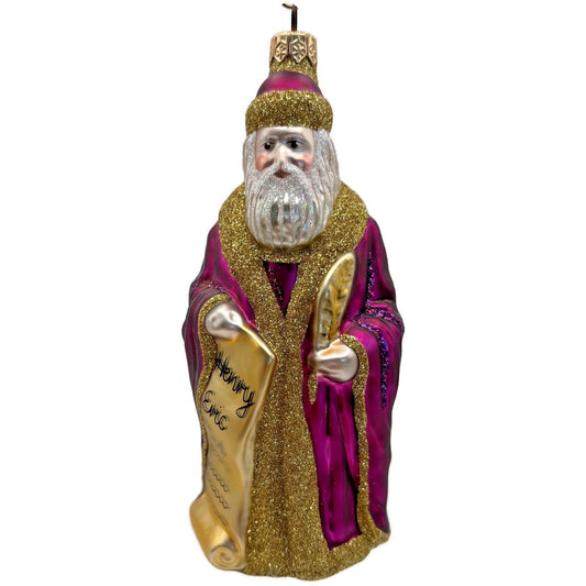Patricia Breen Making His List Fuchsia Santa Claus Christmas Tree Ornament