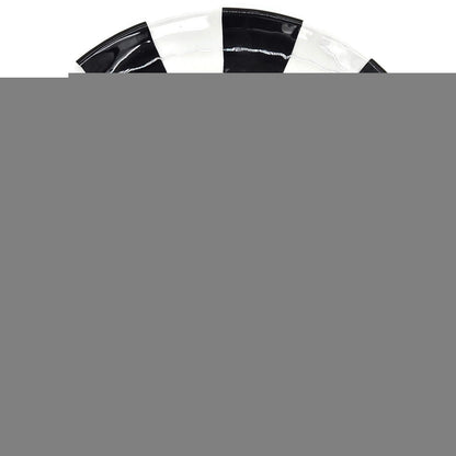 Department 56 Plate Halloween Witch Black Cat Jack O Lantern Plate White Striped