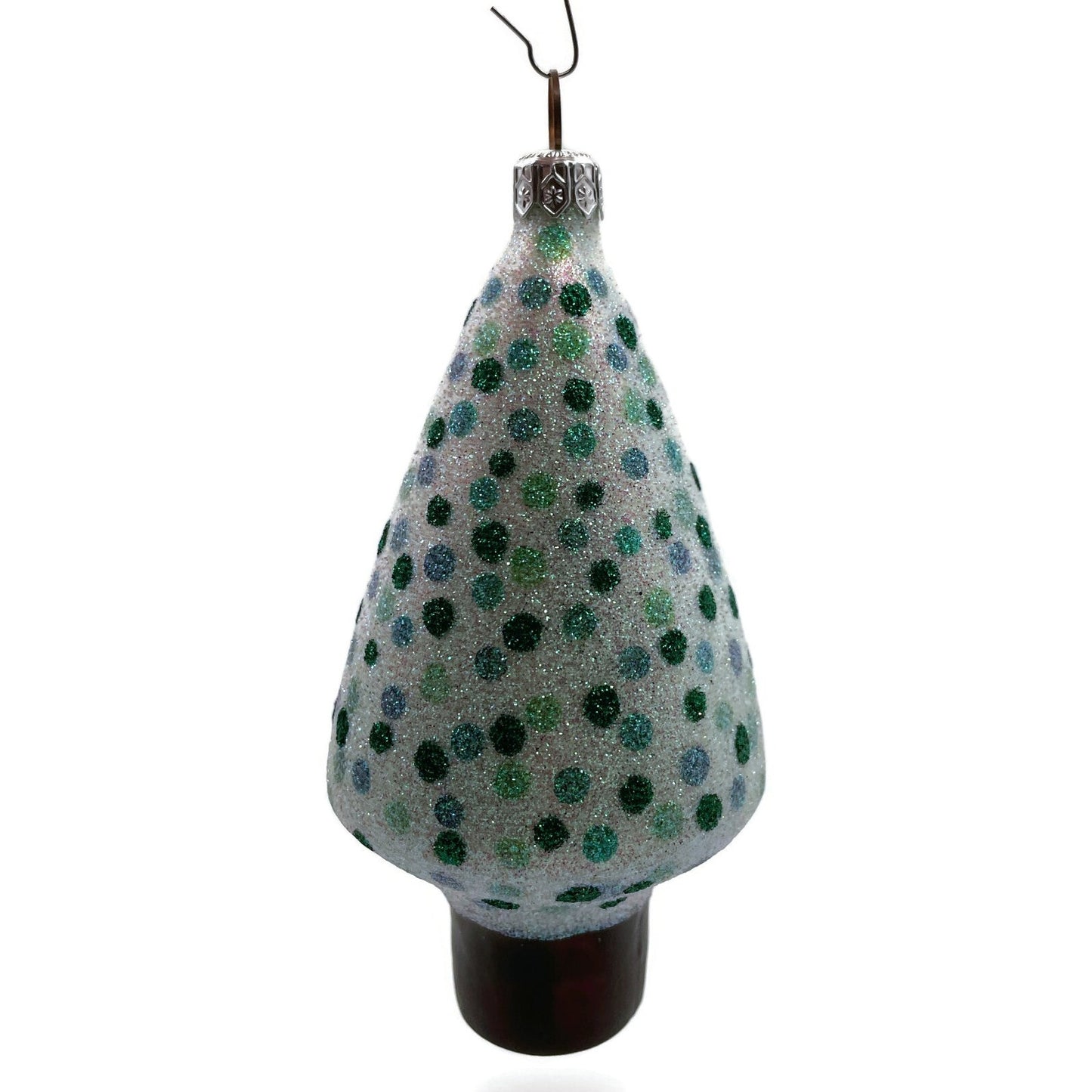 Patricia Breen Georges Tree Pearl Green Polka Dots Glittered Christmas Ornament