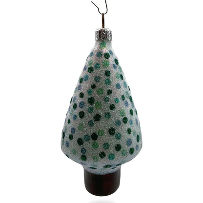 Patricia Breen Georges Tree Pearl Green Polka Dots Glittered Christmas Ornament