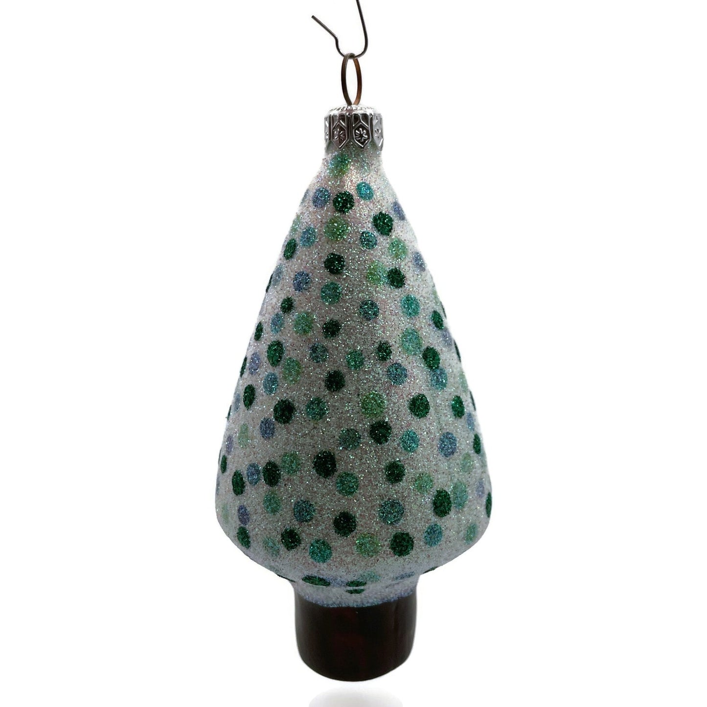 Patricia Breen Georges Tree Pearl Green Polka Dots Glittered Christmas Ornament