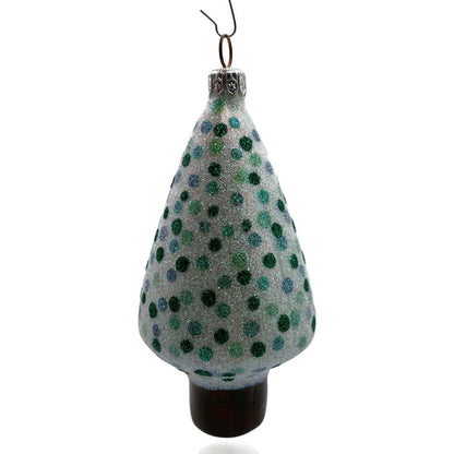 Patricia Breen Georges Tree Pearl Green Polka Dots Glittered Christmas Ornament