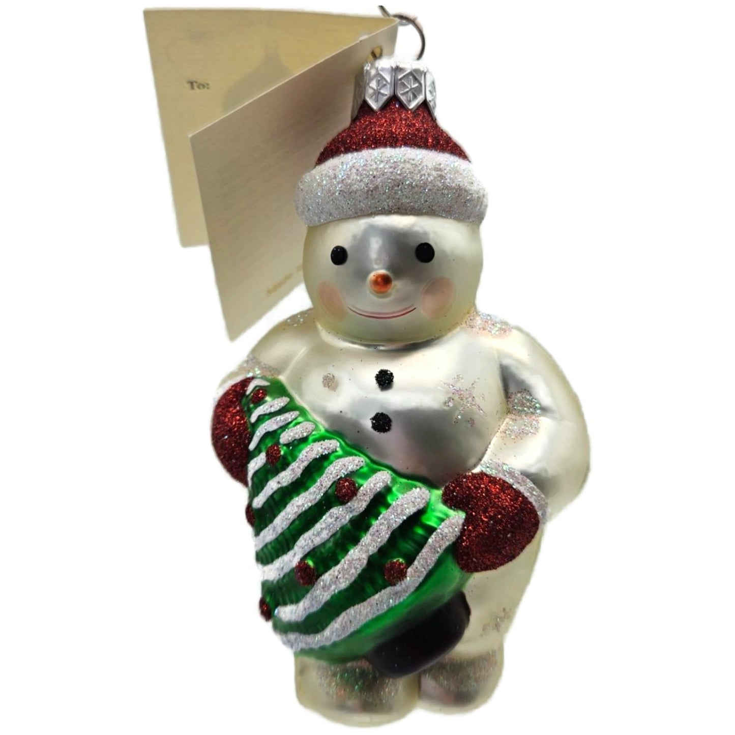 Patricia Breen Henry The Little Snowman Snowflakes Green Christmas Ornament 9816