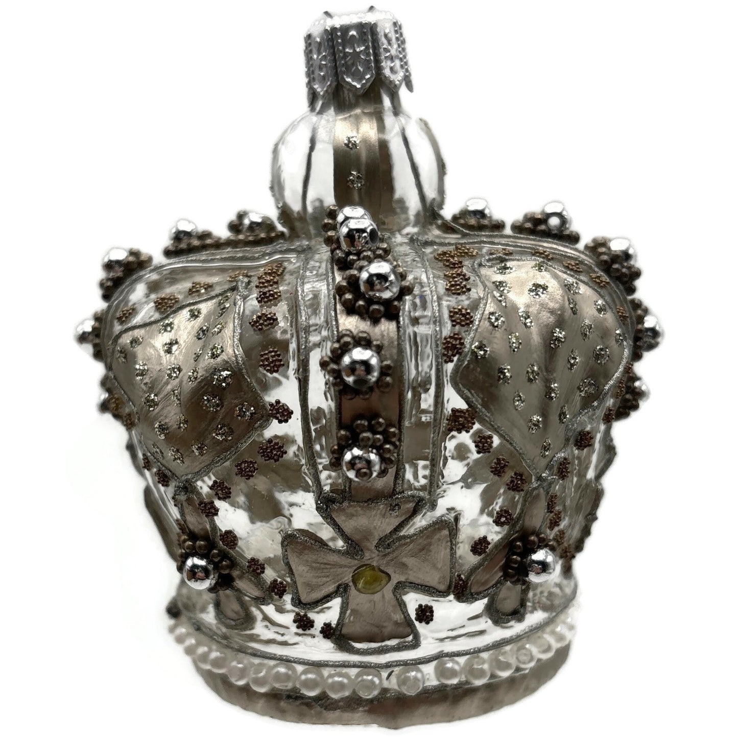 Nordstrom at Home Silver Jeweled Crown Hand Blown Glass Christmas Ornament