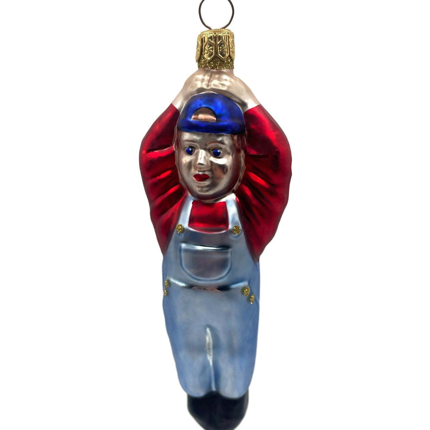 Patricia Breen Balloon Boy Light Blue Overalls Red Shirt Christmas Tree Ornament