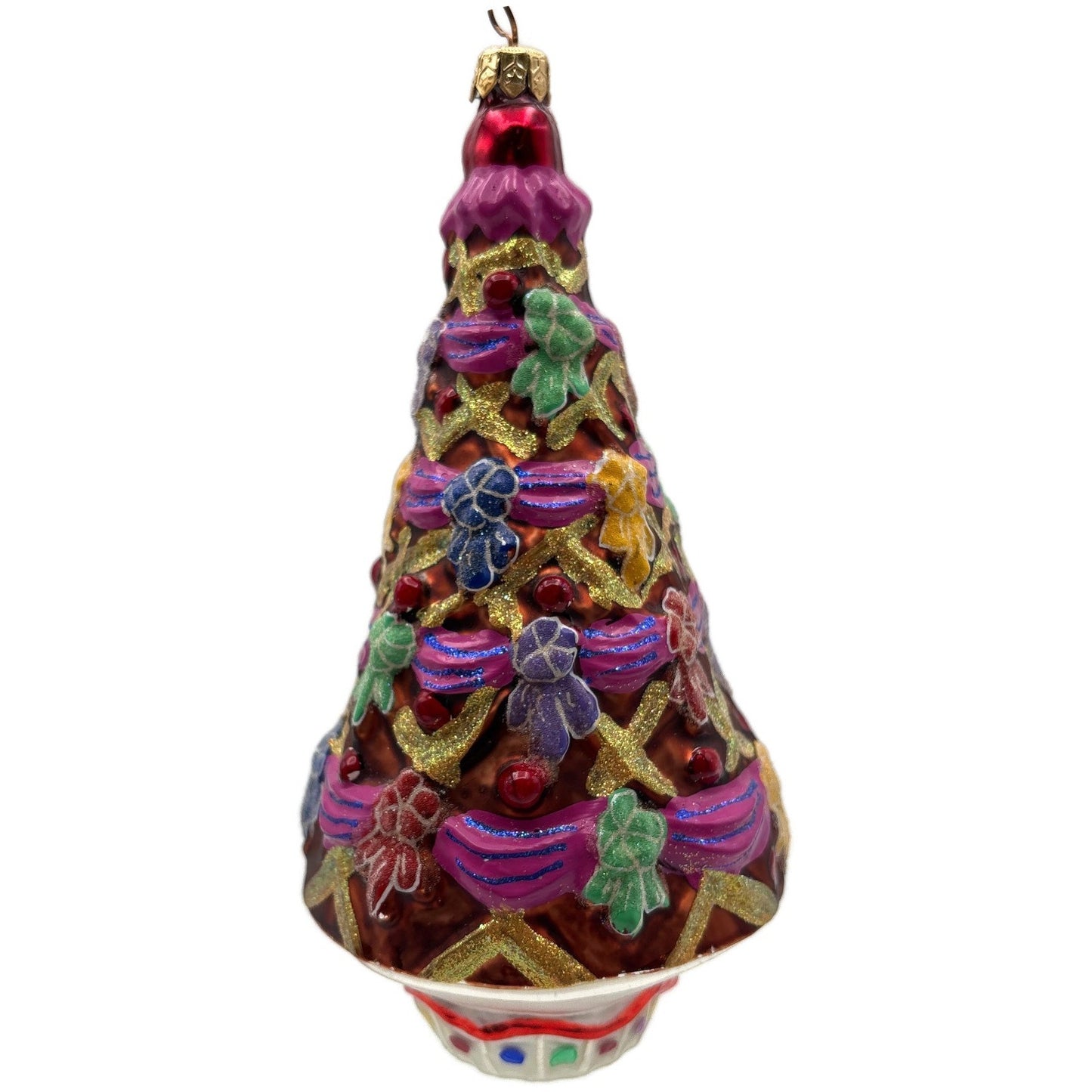 Christopher Radko Gingerbread Tree Ribbons Bows Christmas Ornament 98-457-0