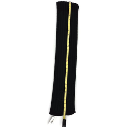 Chanel 10A Black Cashmere Ribbed Scarf with Large Signature CC Logo 120"X6" NWT