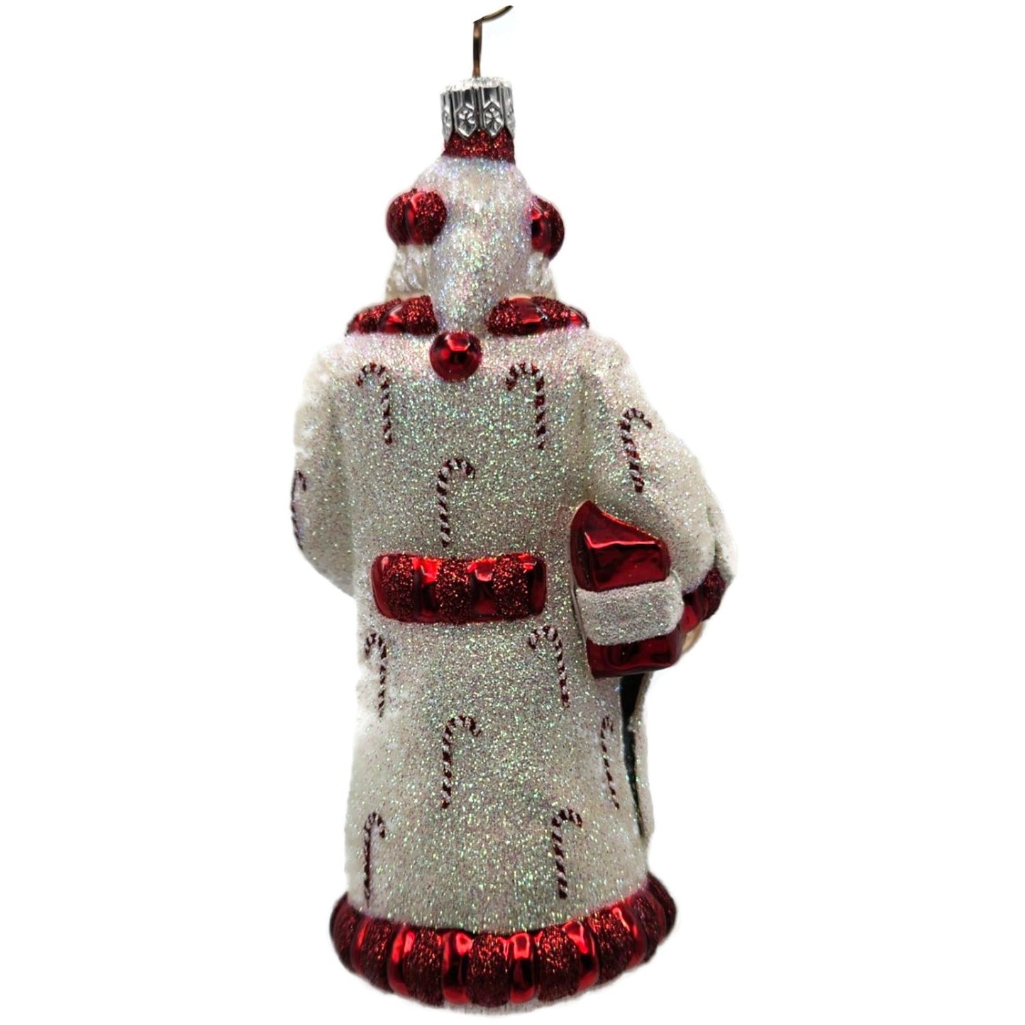 Patricia Breen Candy Cane Claus White Red Glittered Red Trim Christmas Ornament