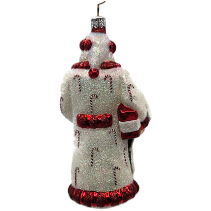 Patricia Breen Candy Cane Claus White Red Glittered Red Trim Christmas Ornament
