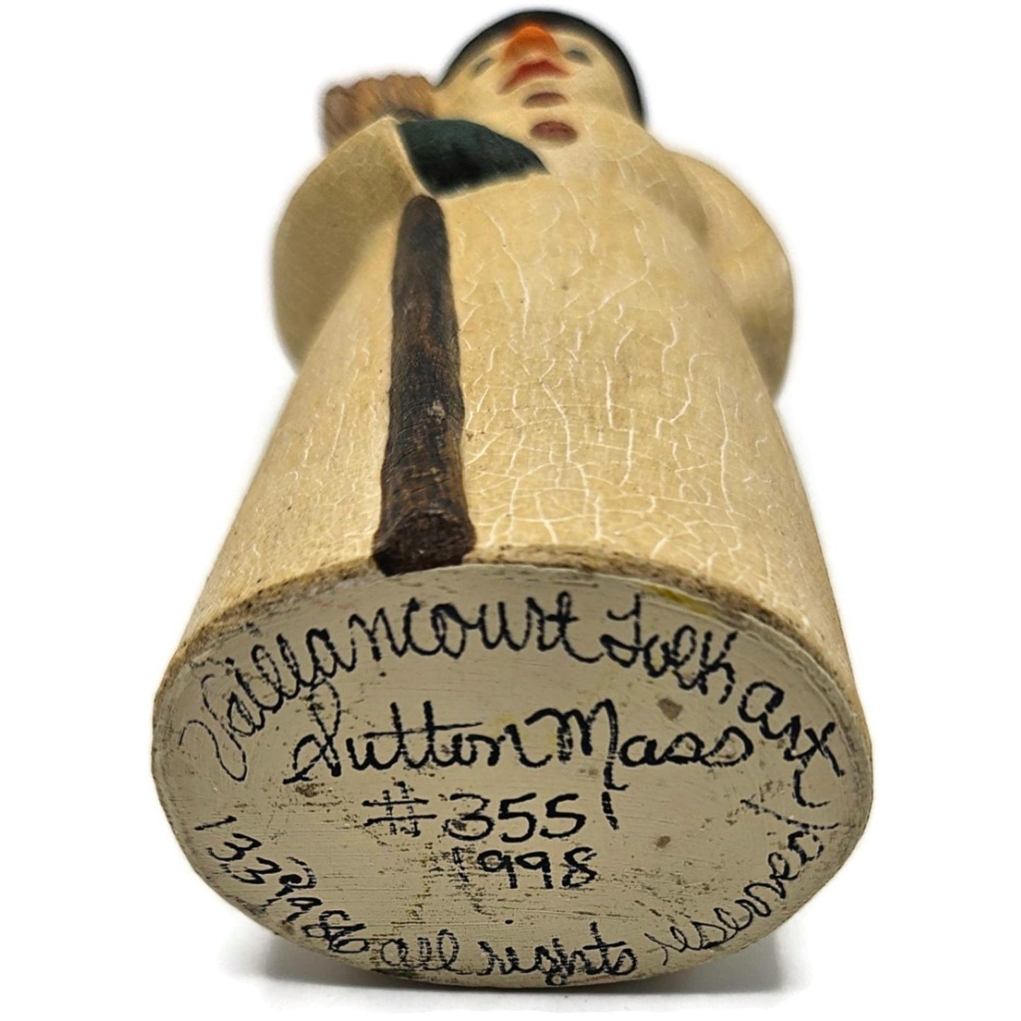 Vaillancourt American Snowman Broom Black Hat Chalkware Christmas Figurine 3551
