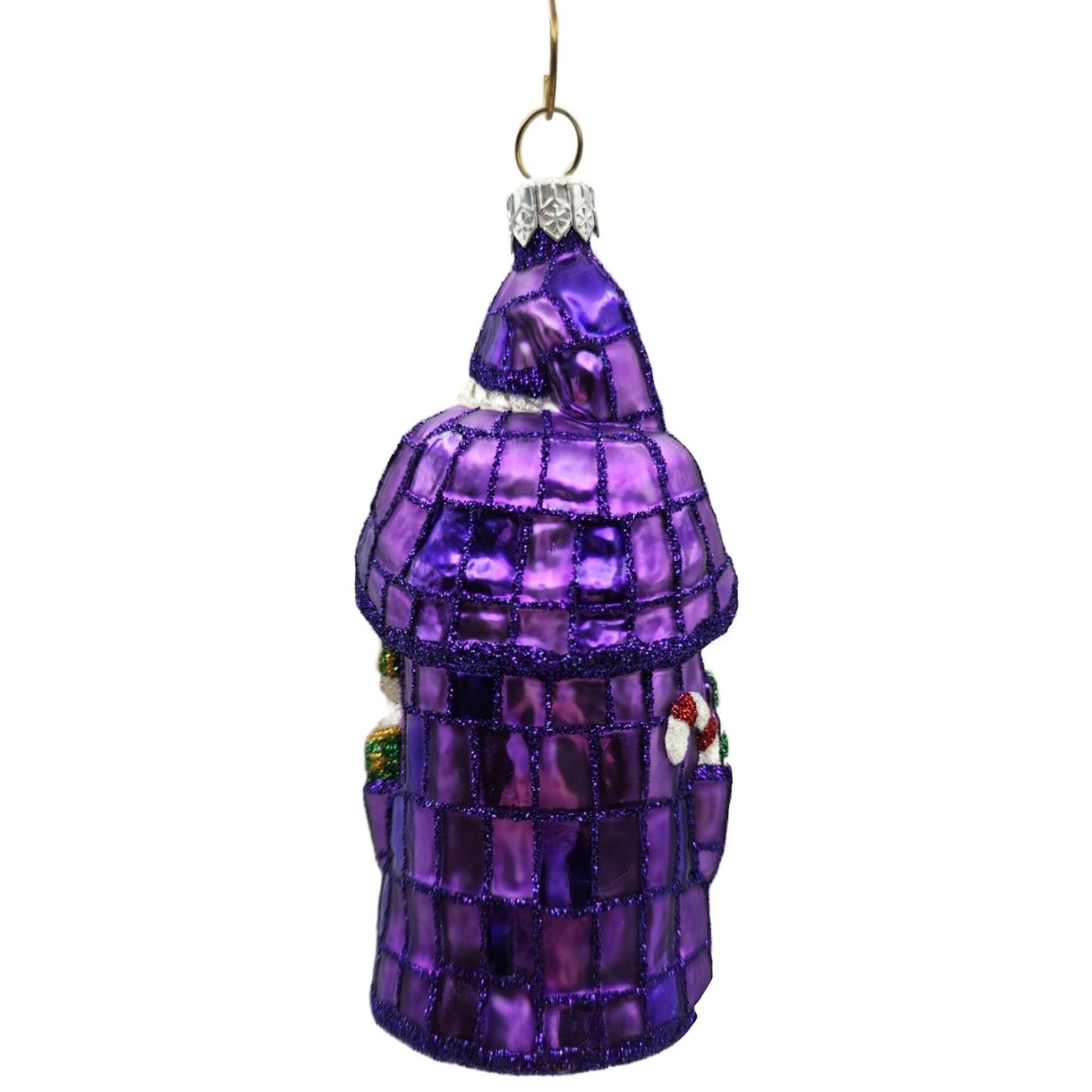 Patricia Breen Patchwork Santa Noel Purple Plaid Christmas Tree Ornament CATZ