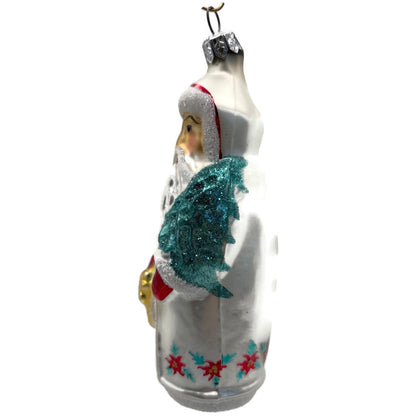 Christopher Radko Poinsettia Santa Russian Christmas Ornament Signed 91-038-1