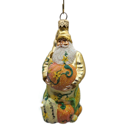 Patricia Breen Harvest Santa Gold Pumpkins Fall Christmas Ornament Signed 2230