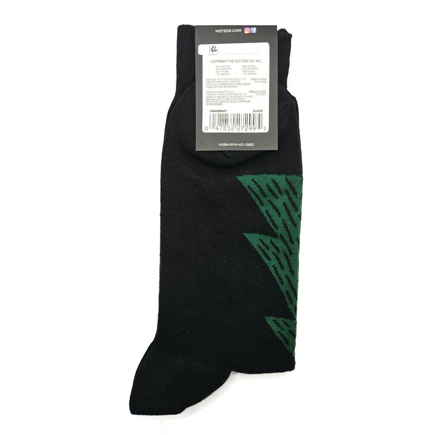 Hot Sox Christmas Socks Pine Trees Black Green Holiday Stocking Stuffers