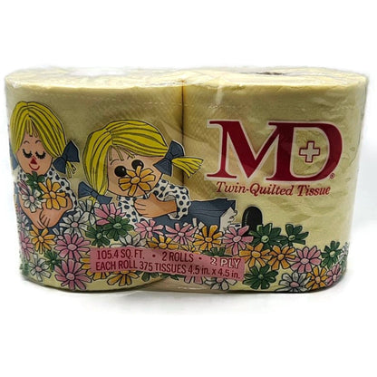 Vintage MD Toilet Paper Yellow Twin Quilted Bathroom Tissue 2 Rolls 2 Ply NEW