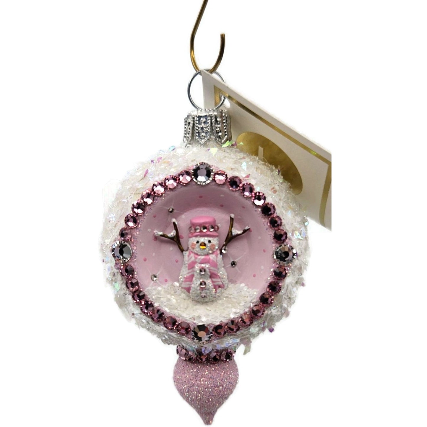 Patricia Breen Memento Reflector Snowman Pink Christmas Tree Ornament HCB