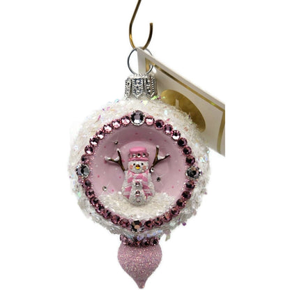 Patricia Breen Memento Reflector Snowman Pink Christmas Tree Ornament HCB