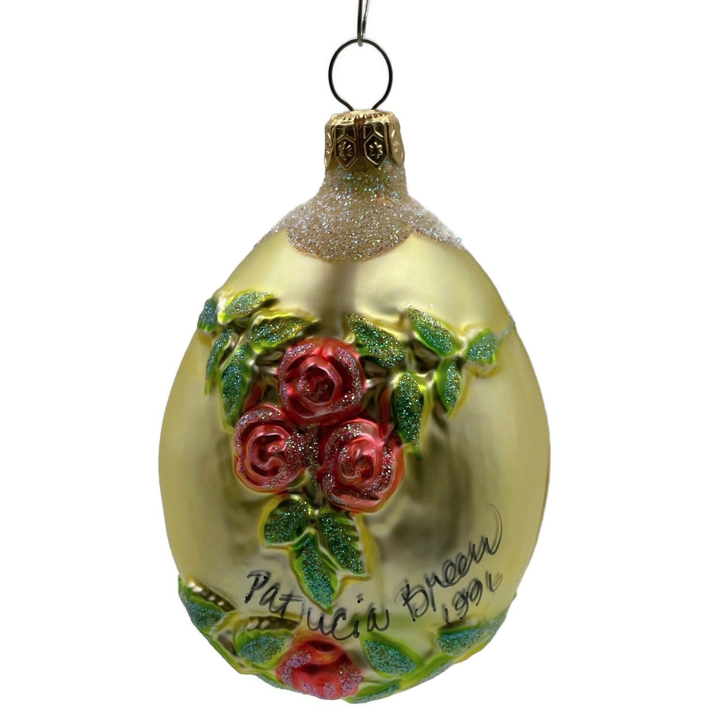 Patricia Breen Aleksandras Egg Flowers Yellow Easter Christmas Signed Ornament