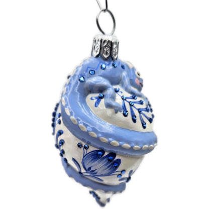 Patricia Breen Topping Chameleon Summer Blue Flower Spring Christmas Ornament