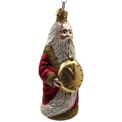 Patricia Breen Round Midnight Red Santa Claus Father Time Christmas Ornament