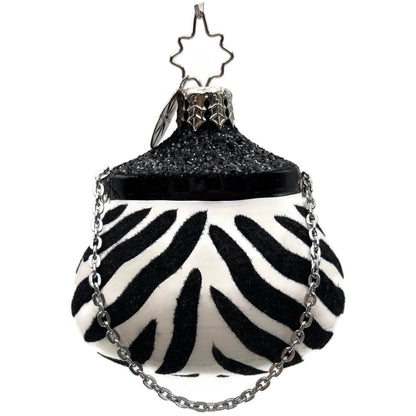 Christopher Radko Viva La Mode Zebra Purse Handbag Christmas Ornament 1012039