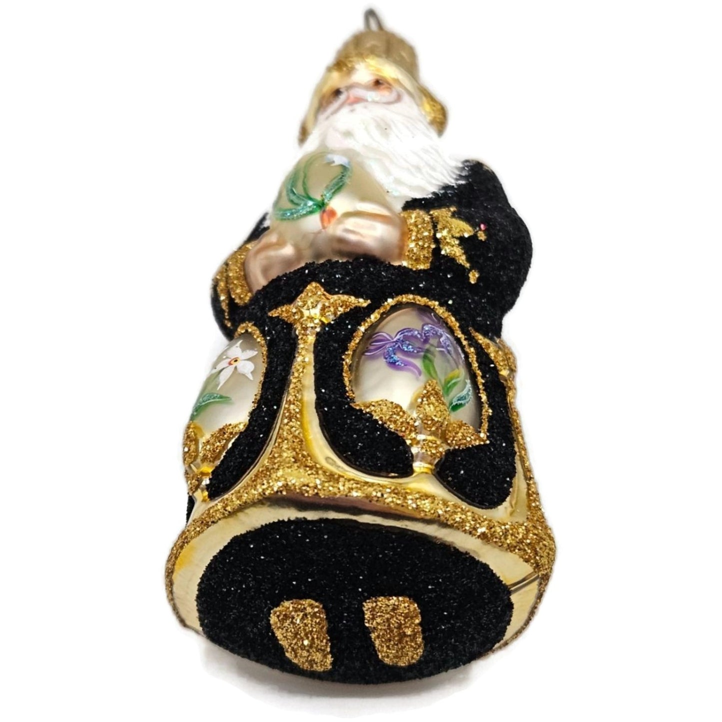 Patricia Breen Miniature Imperial Santa Black Spring Flower Christmas Ornament