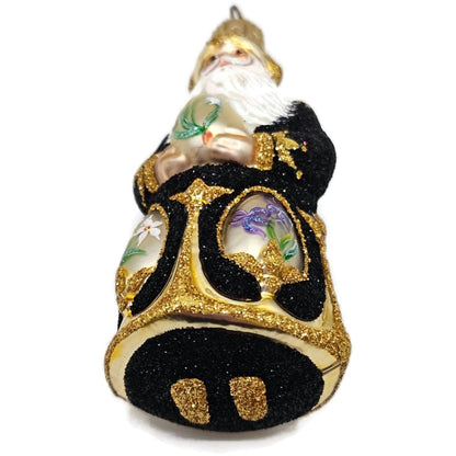 Patricia Breen Miniature Imperial Santa Black Spring Flower Christmas Ornament