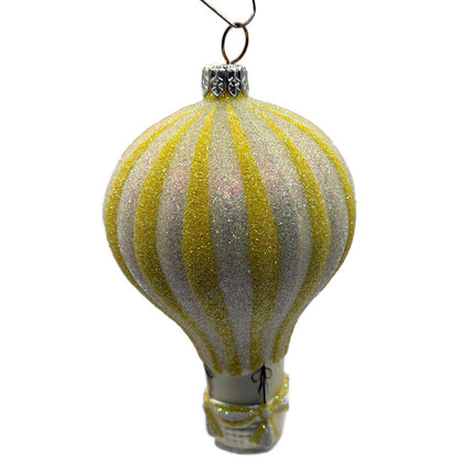 Patricia Breen Petite Balon Lemon Hot Air Balloon Yellow Striped Spring Ornament