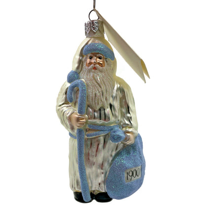 Patricia Breen Millennium Santa Claus Pearl Blue Two Sided Christmas Ornament