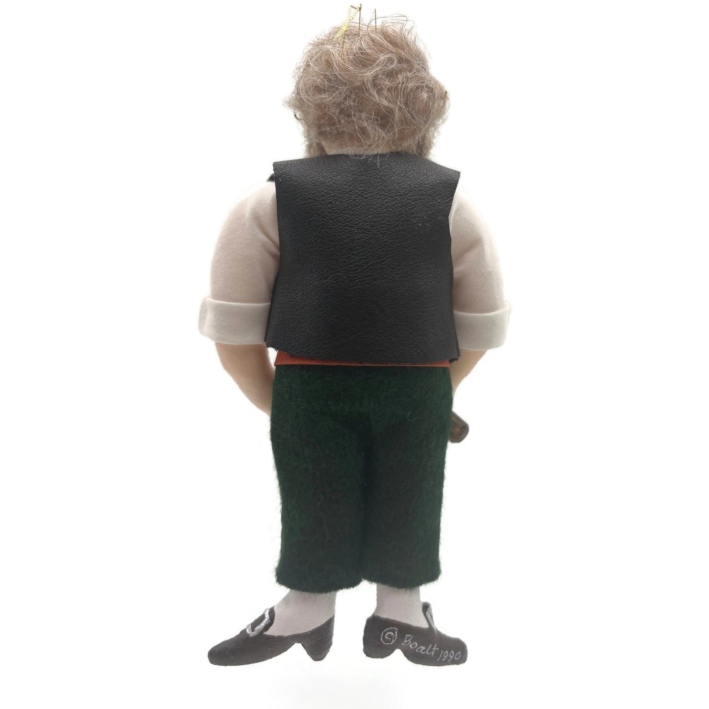 Gladys Boalt Gepetto Pinocchio Black Vest Fabric Christmas Ornament Signed