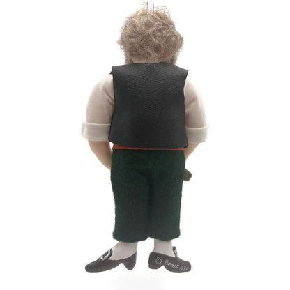 Gladys Boalt Gepetto Pinocchio Black Vest Fabric Christmas Ornament Signed