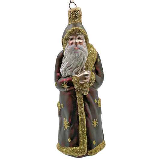 Patricia Breen Father Time Bordeaux Polka Dots Snowflakes Christmas Ornament
