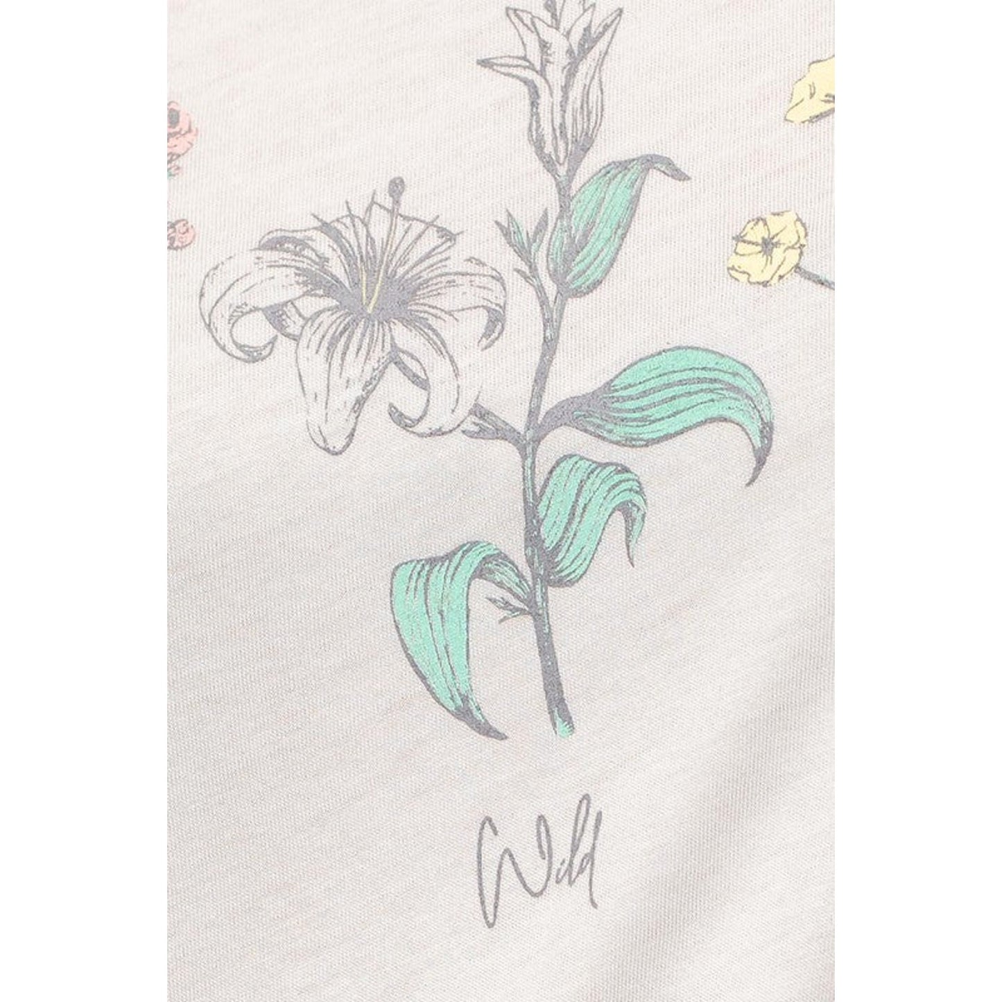 Womens Tee Shirt Cotton Floral Vintage Young Wild Free Green Lace & Lilac