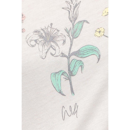 Womens Tee Shirt Cotton Floral Vintage Young Wild Free Green Lace & Lilac