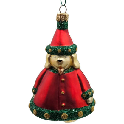 Patricia Breen Santas Helper Red Glittered Dotted Gold Christmas Tree Ornament
