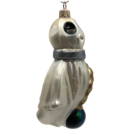 Halloween Ghost Ball Chain White Gold Christmas Ornament Kurt Adler Polonaise
