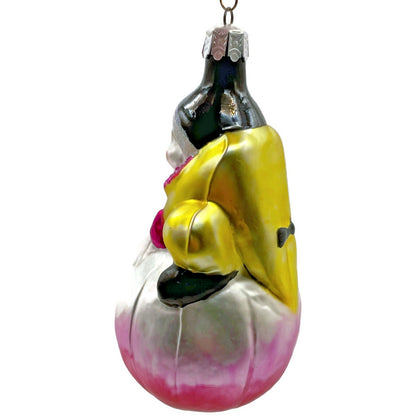 Christopher Radko Roly Poly Circus Clown Yellow Christmas Tree Ornament 91-032-1