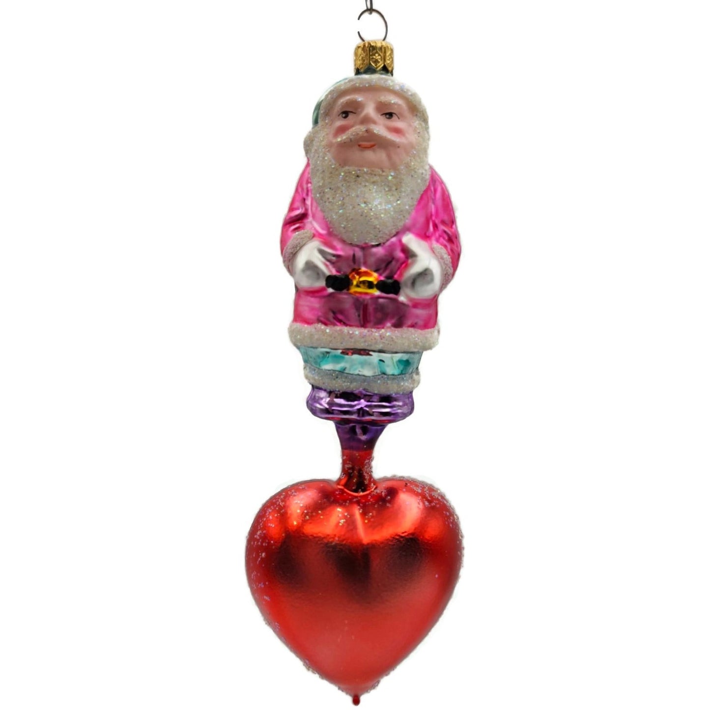 Christopher Radko Heartfelt Santa Claus Red Heart Valentines Christmas Ornament