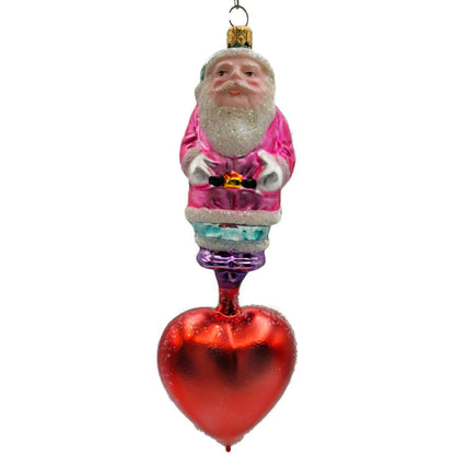 Christopher Radko Heartfelt Santa Claus Red Heart Valentines Christmas Ornament