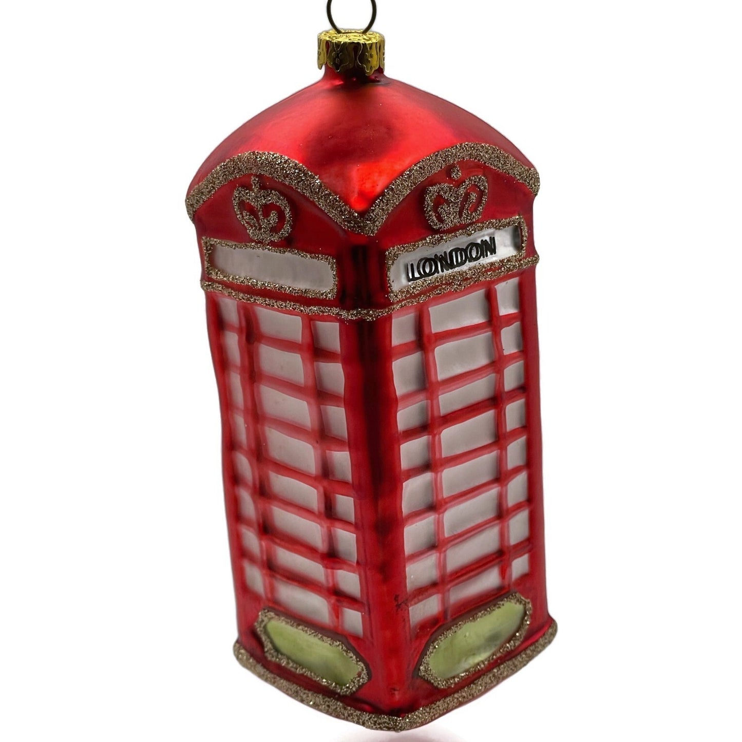 London Phone Booth Ornament Red Blown Glass Christmas Holiday Tree Decoration