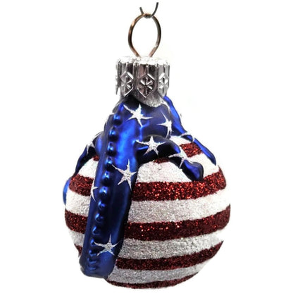 Patricia Breen Miniature Chameleon Striped Patriotic Blue Christmas Ornament