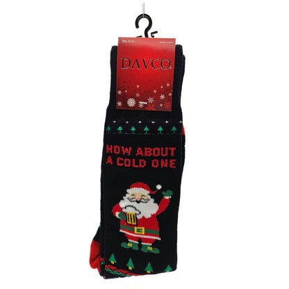 Davco Christmas Socks Santa Claus Beer How About A Cold One Stocking Stuffers