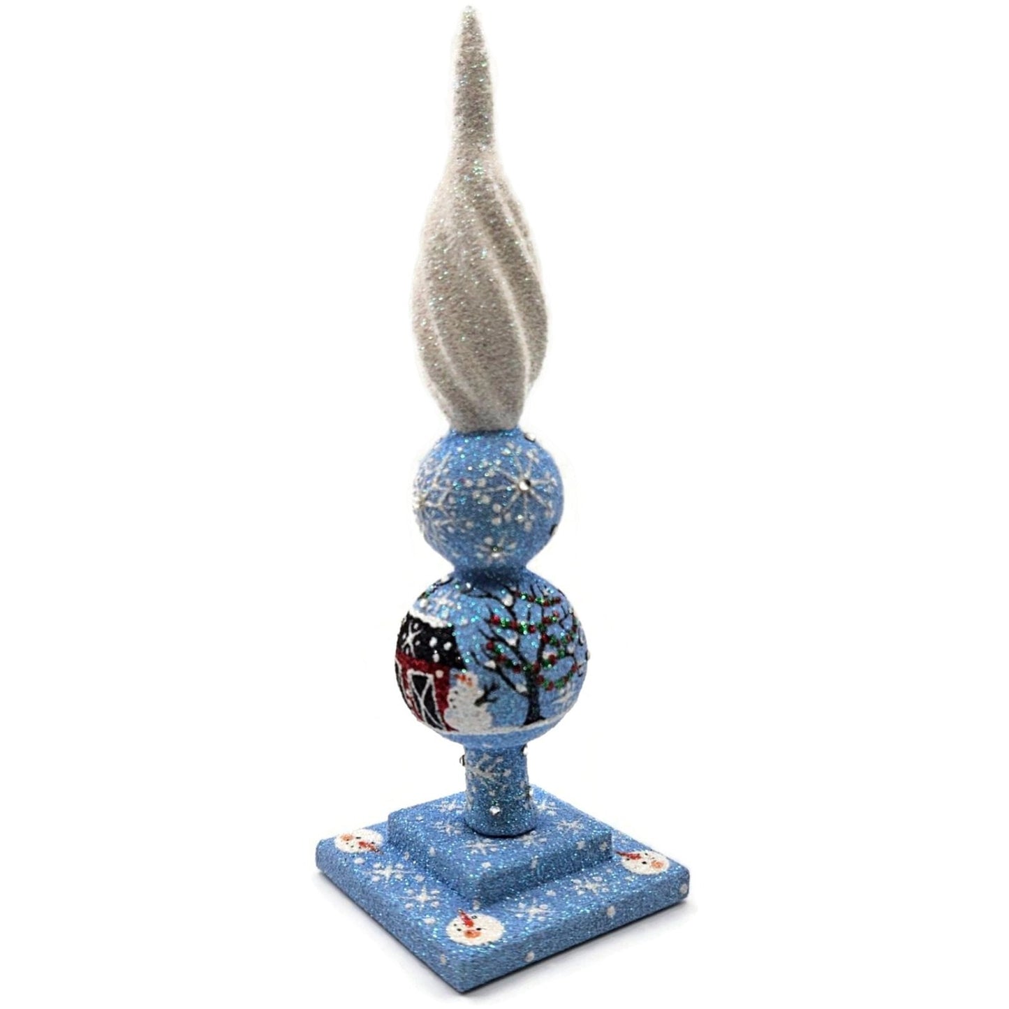 Patricia Breen Ultra Miniature Finial Red Barn Snowman Christmas Ornament HCB