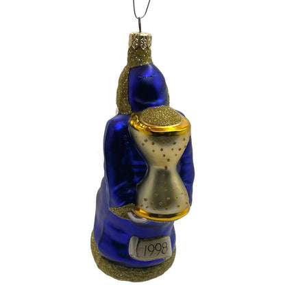 Patricia Breen Out With The Old Blue Gold Santa Claus Christmas Ornament 9830
